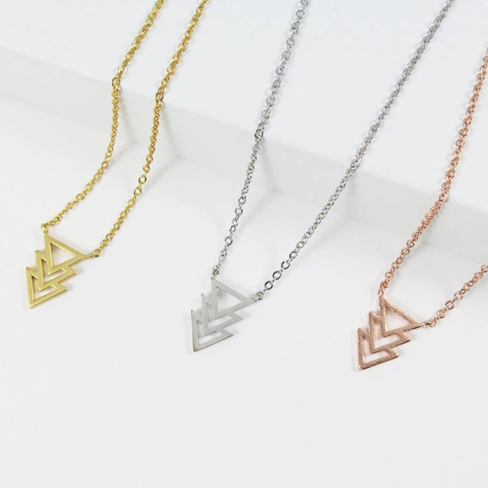 Dainty Rose Gold Silver Gold Geometric Necklace